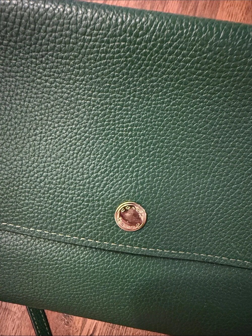 Coach Green Pebbled Leather Crossbody with Gold Snap